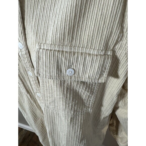 Madewell Women Medium Corduroy Long Sleeve Mini Shirt Dress Beige Preppy - Picture 3 of 9